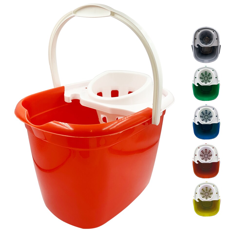 image 1 of Colour Coded Mop Bucket with Removable Wringer 12L Heavy Duty Plastic Cleaning Bucket for Home Kitchen and Catering