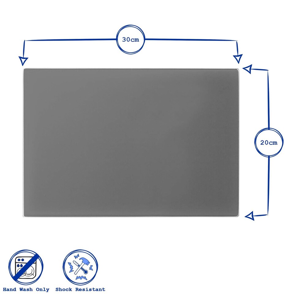 image 1 of Harbour Housewares Glass Kitchen Chopping Board - 30 x 20cm - Black | Black | Black