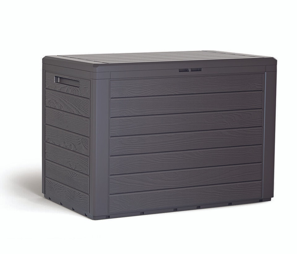 image 1 of 190L Outdoor Polypropene Storage Box Garden with Lid Horizontal Stripes | Black | 1