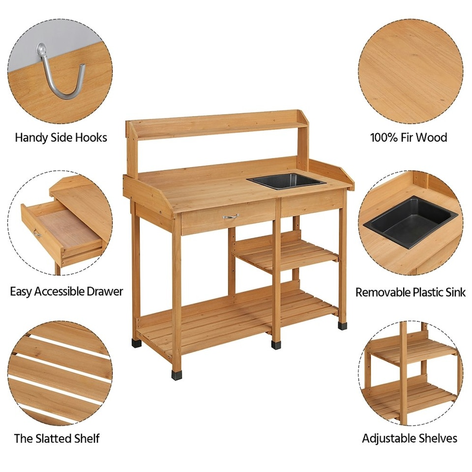 image 1 of Yaheetech Potting Bench Outdoor Garden Work Bench