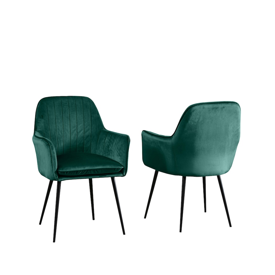 image 1 of Carrara Velvet Dining Chairs - Set of 2 - Green