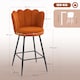 image 5 of HOMCOM Bar Stools Set of 2, Modern Velvet-Feel Barstools with Petal Backrest and Footrest, Upholstered Breakfast Bar Chairs with Metal Legs for Kitchen Island Counter, Dining Room, Orange | Orange | Orange | 2