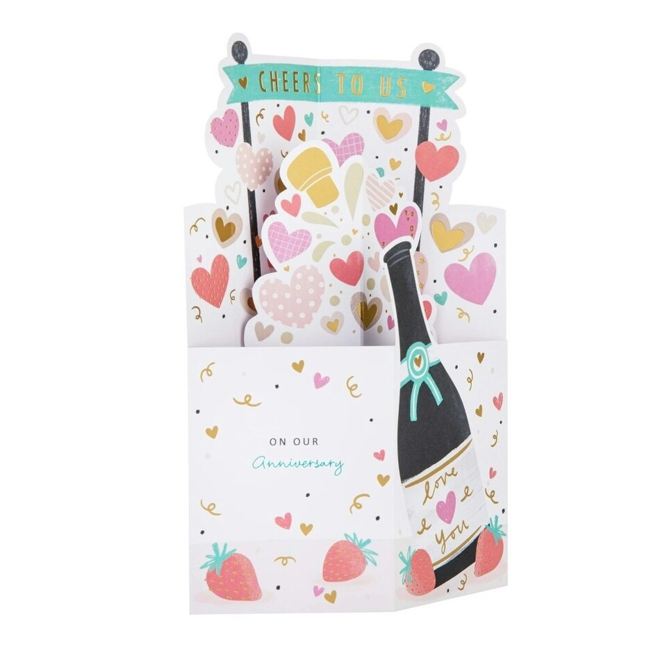 image 1 of 3D Pop-Up Champagne Bottle Design Anniversary Card