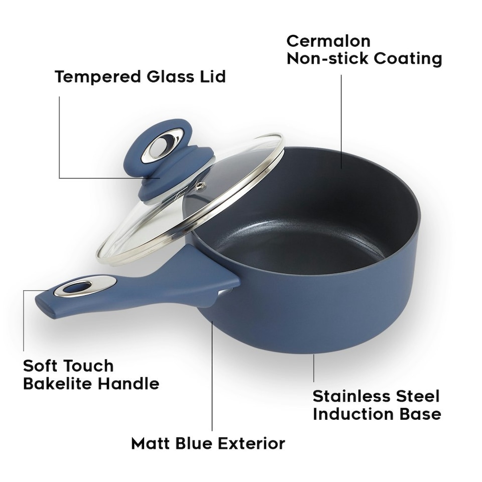 image 1 of Cermalon Blue 5 Piece Non Stick Cookware Set