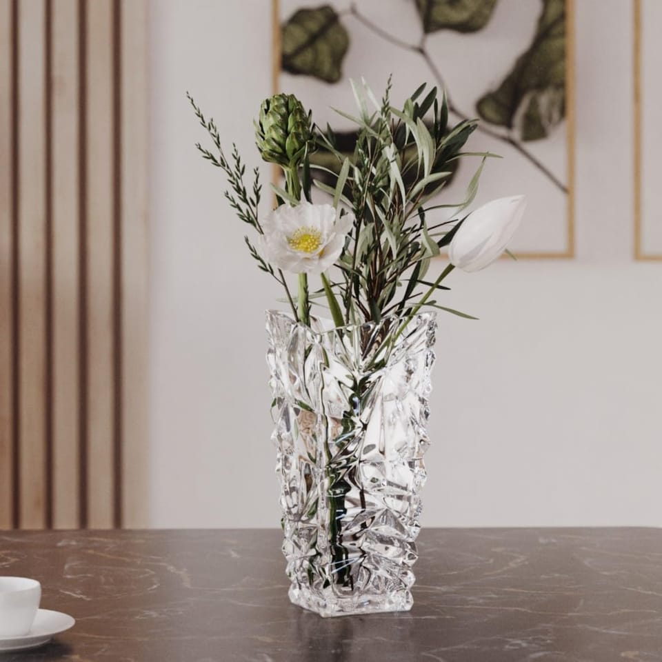 image 1 of Crystal Look Heavy Glass Bouquet Flower Vase Holder Home Table Elegant Decor | Clear | Rio