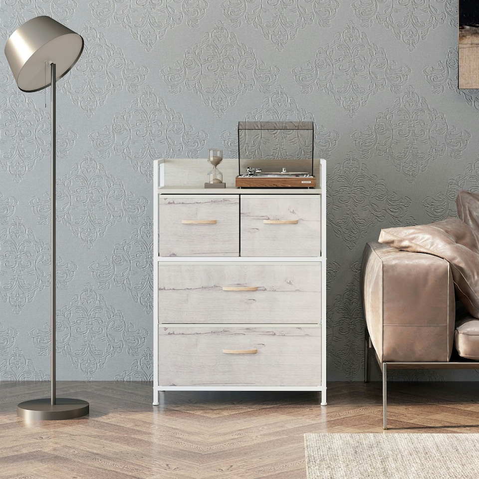 image 1 of HOMCOM Bedroom Chest of Drawers 4 Drawer Dresser w/ Shelf, Natural