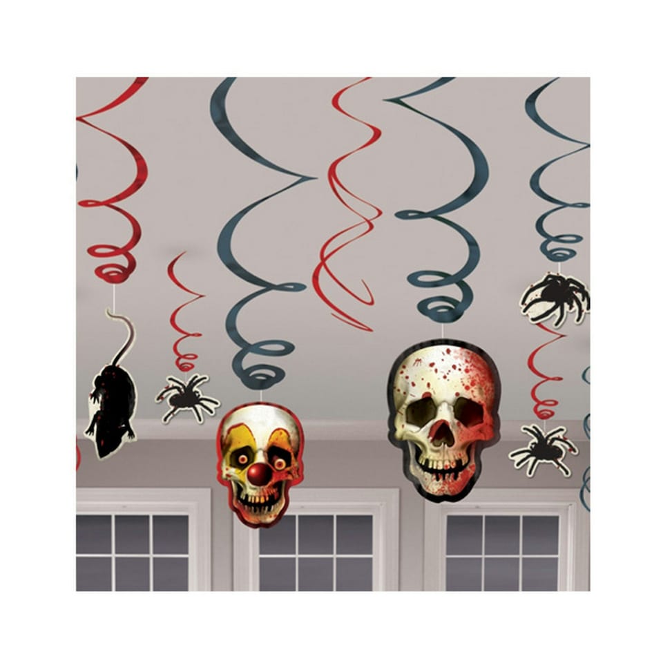 Amscan Halloween Swirl Decorations (12 Pieces) - Multicoloured - One Size