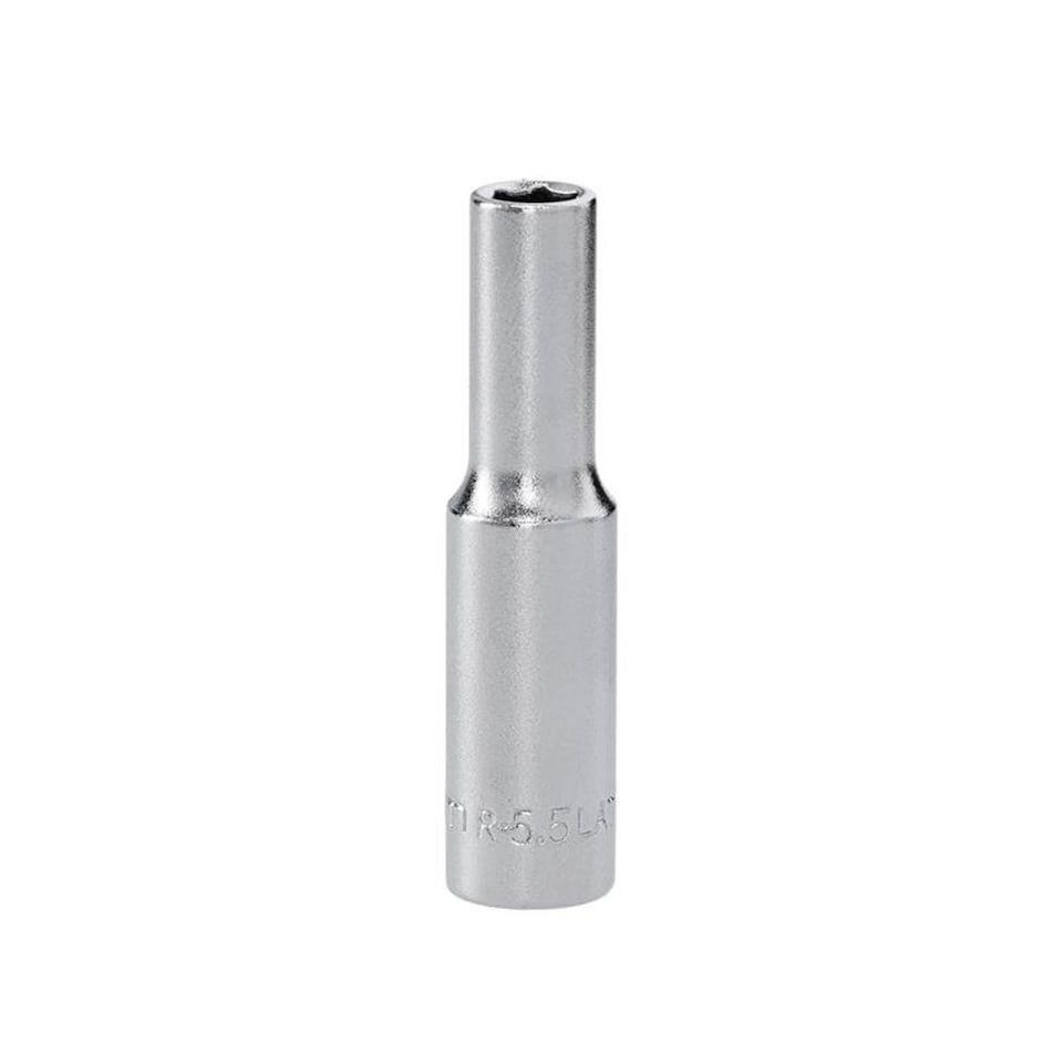 image 1 of Facom R.5.5LAT 1/4in Drive 6-Point Deep Socket 5.5mm - Chrome Vanadium Satin Finish.