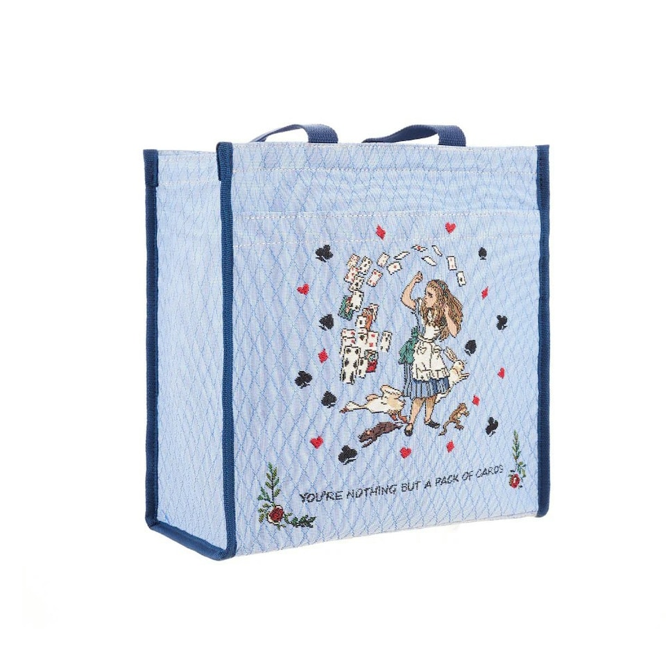 image 1 of Signare Shopper Tote Bag - Alice in Wonderland Tea Party Blue