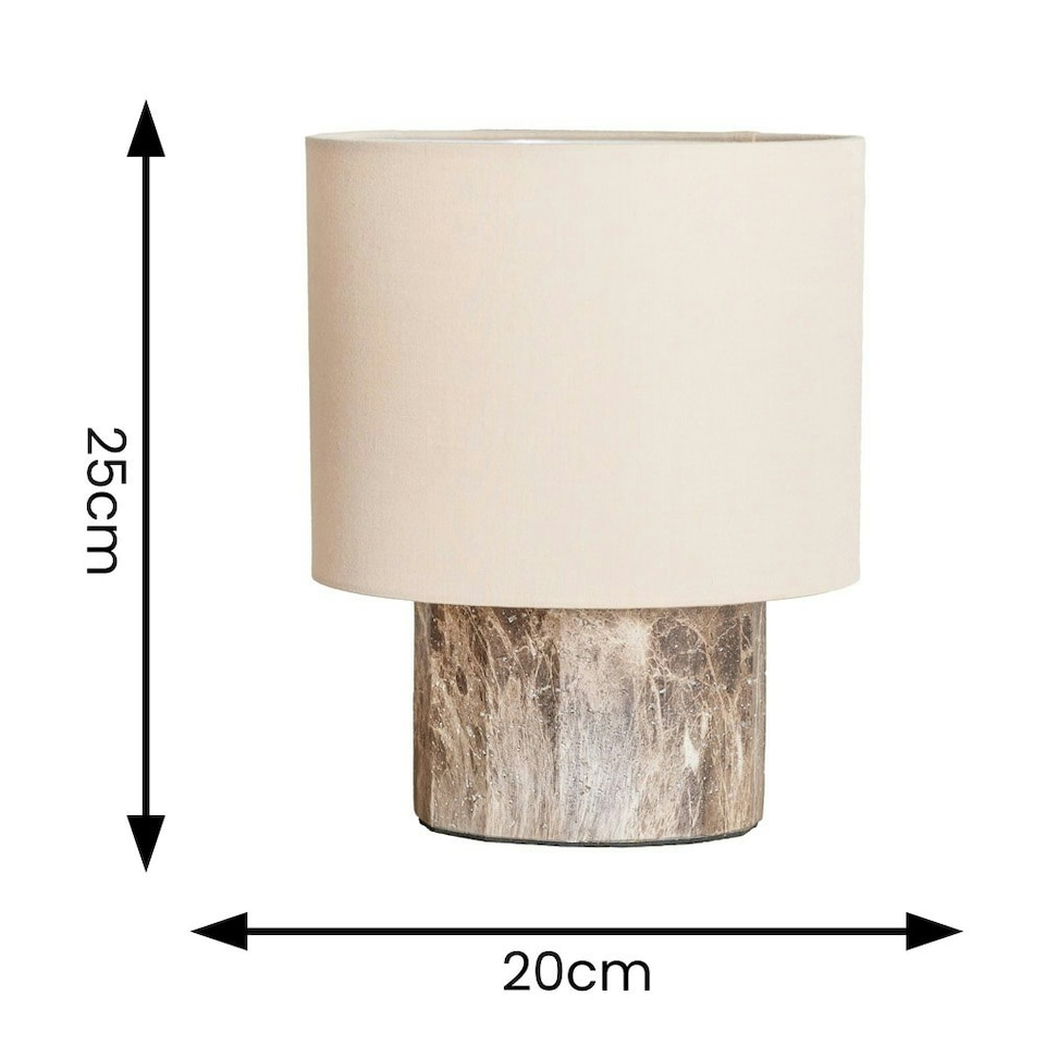 image 1 of ValueLights Melanie Dark Marble Effect Table Lamp with Natural Linen Lamp Shade Brown