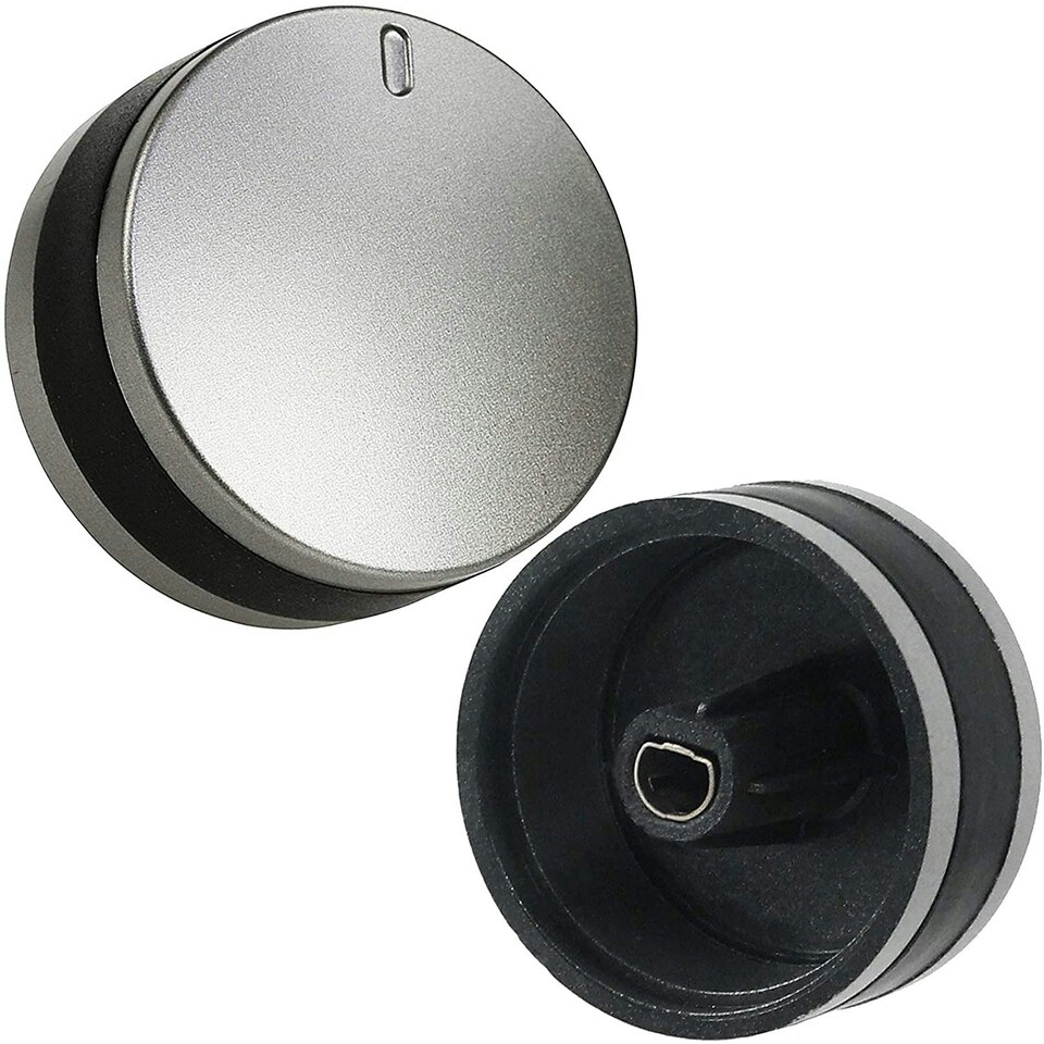 image 1 of SPARES2GO Silver/Black Switch Knob for Lamona LAM3200 LAM3204 LAM3401 Hob Oven Cooker (Pack of 4)