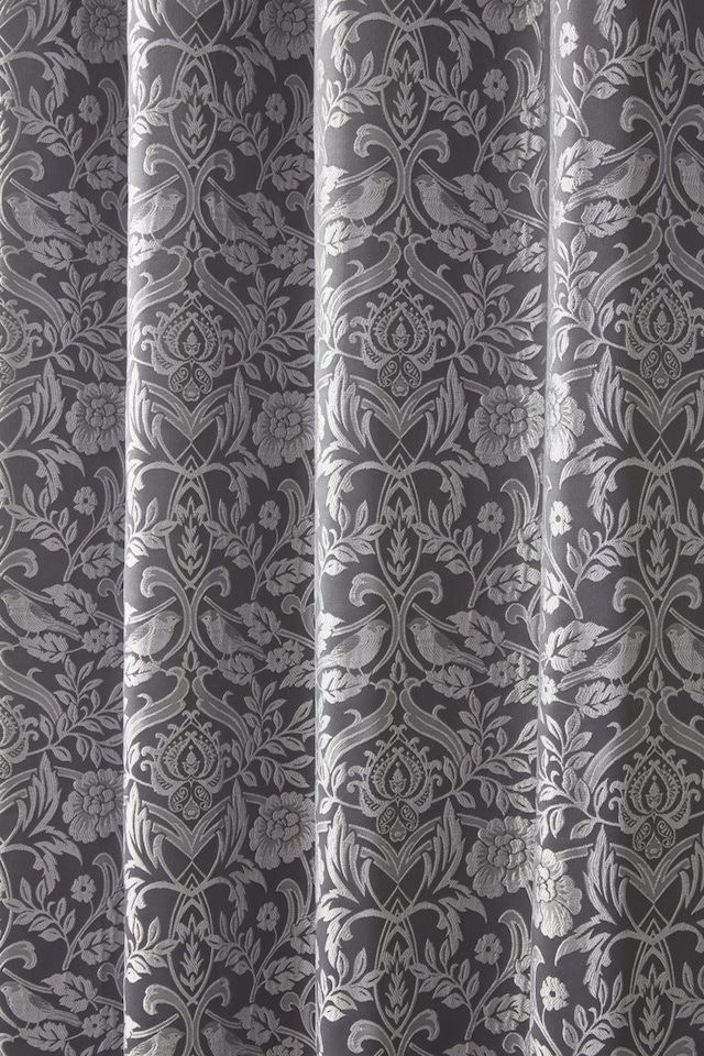 image 1 of Harrow Lined Eyelet Jacquard Curtains 116cm x 137cm Silver | Grey | Grey