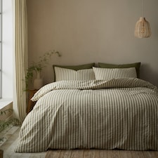 Pineapple Elephant Cotton Rich Woven Stripe Duvet Cover Set | Green | Single