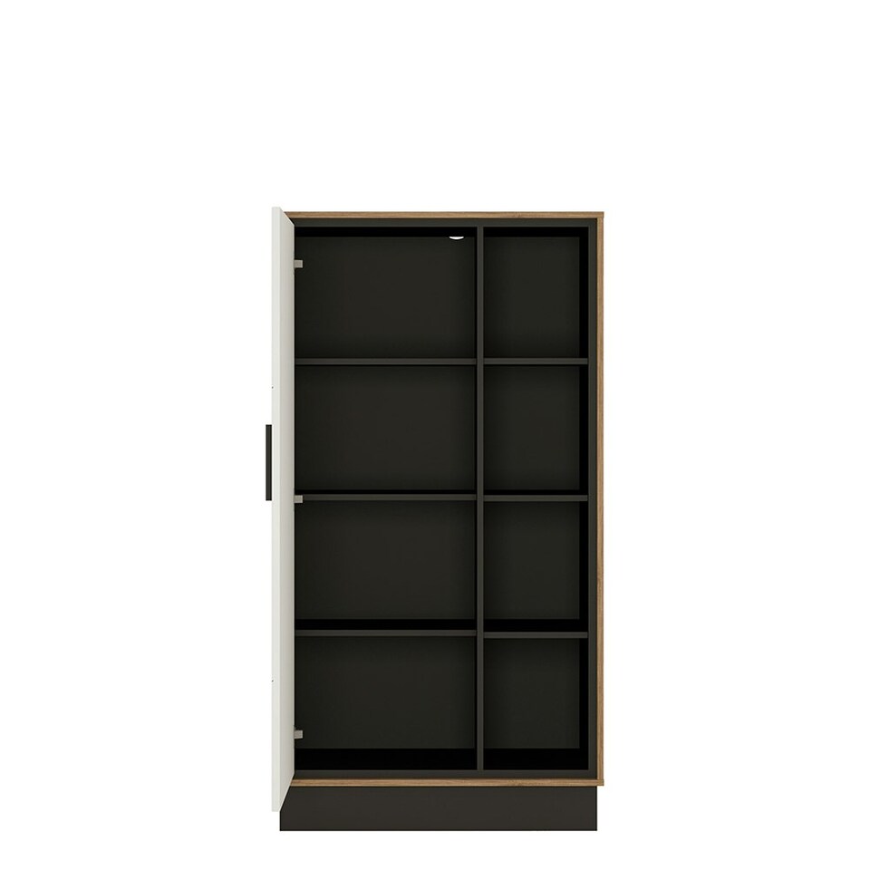 image 1 of Brolo Wide 1 Door Bookcase With the Walnut and Dark Panel Finish
