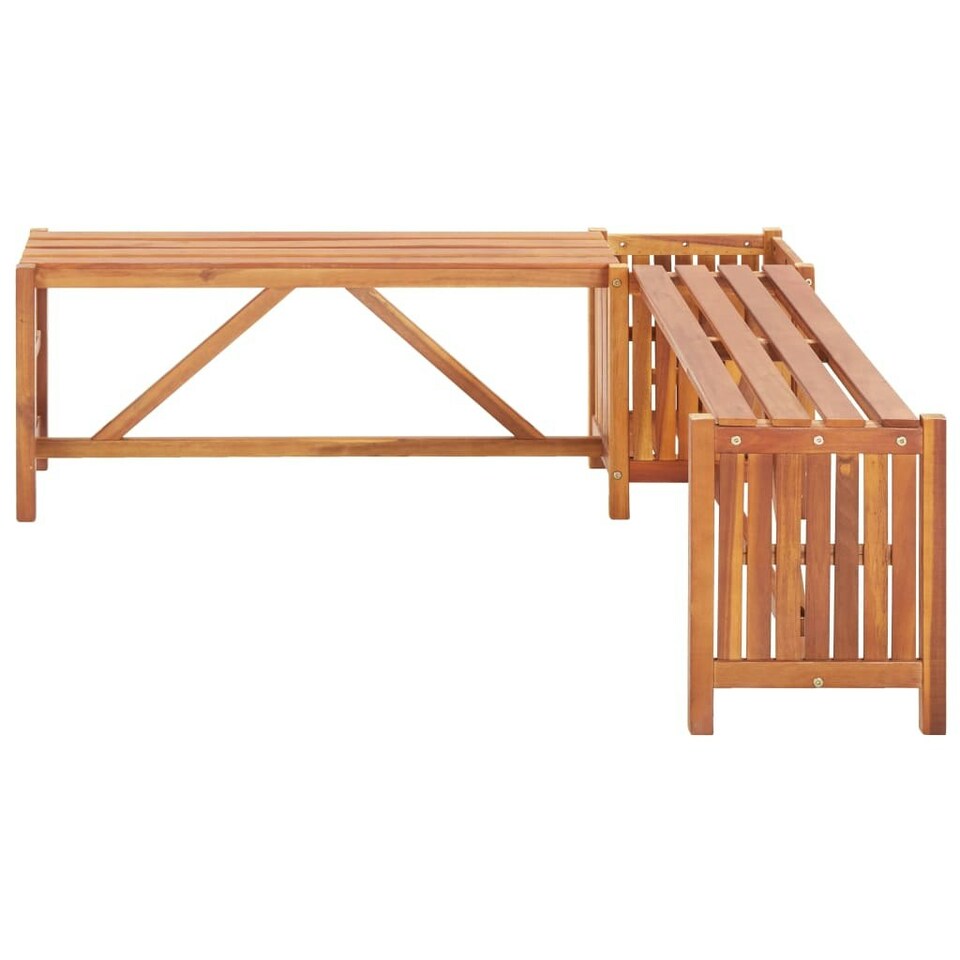 Garden Corner Bench with Planter 117x117x40cm Solid Acacia Wood Tesco