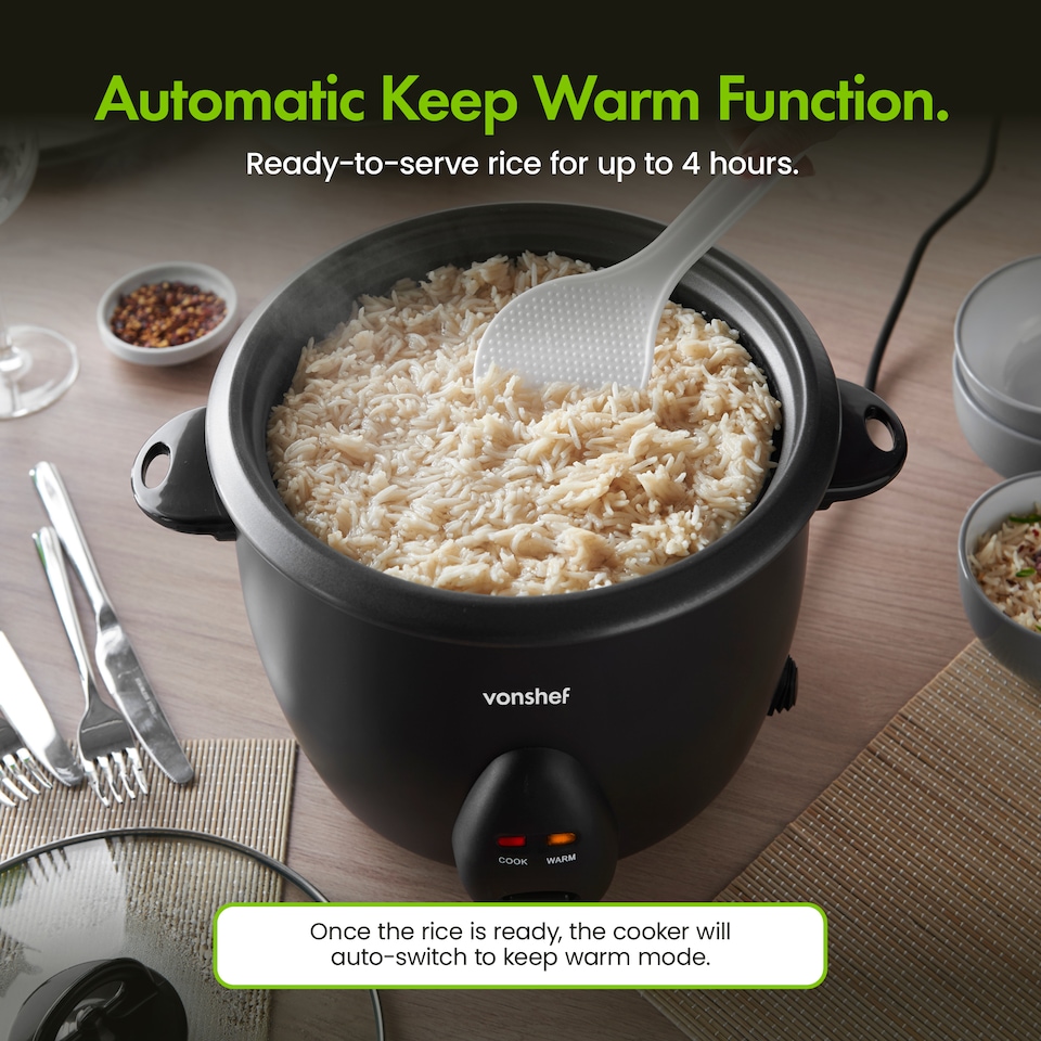 image 1 of Vonshef Rice Cooker Electric 1.8L with Keep Warm Function