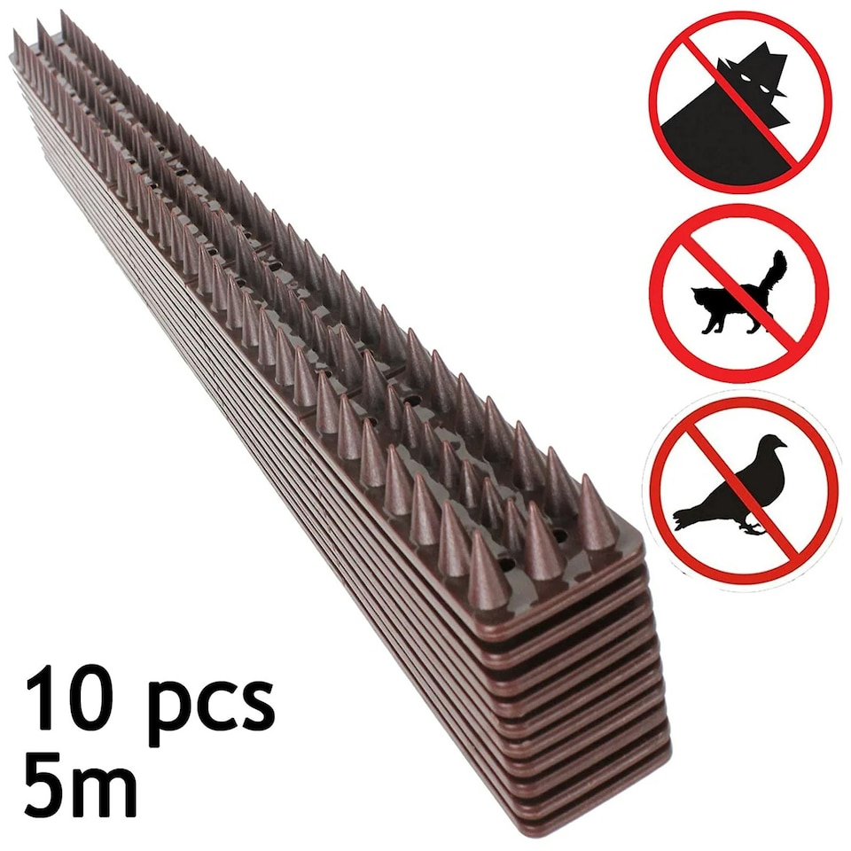 image 1 of SPARES2GO Security Spikes Bird Repellent for Garden Fence Wall Anti-Climb (10 Pcs, 5m)