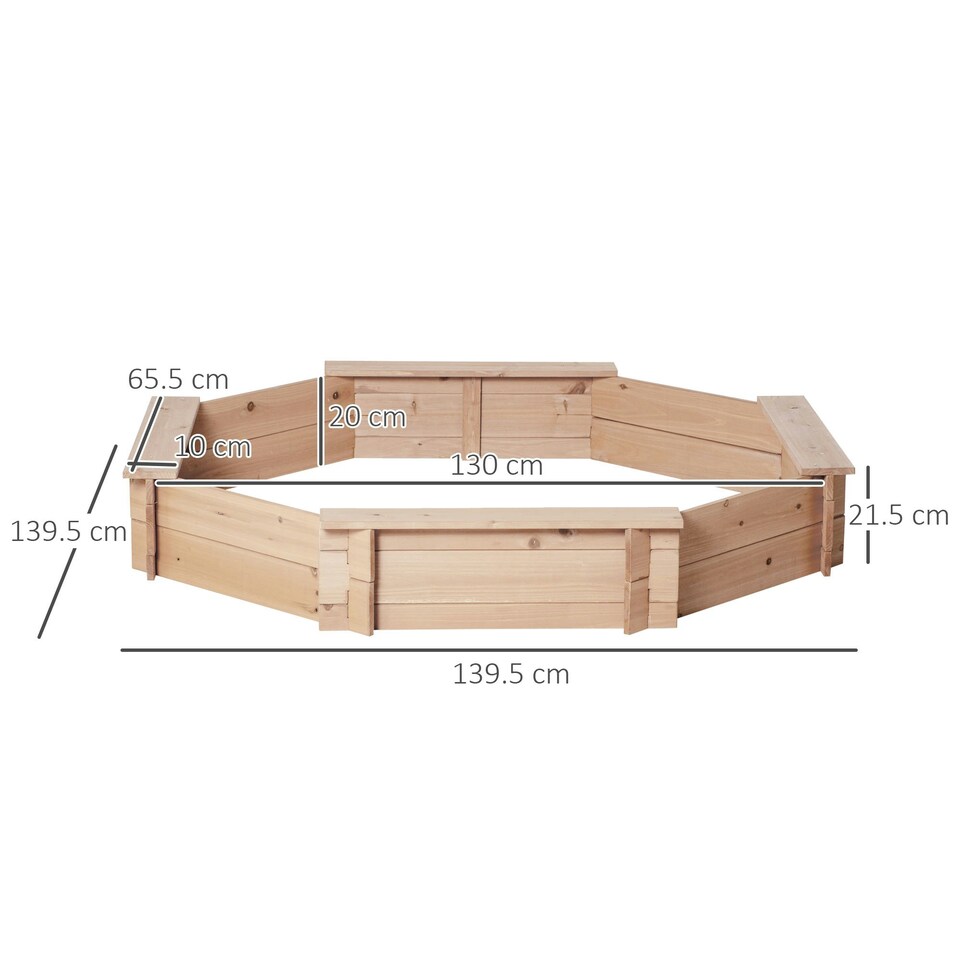 image 1 of Outsunny Kids Wooden Sand Pit Children Sandbox with Cover Outdoor Playset
