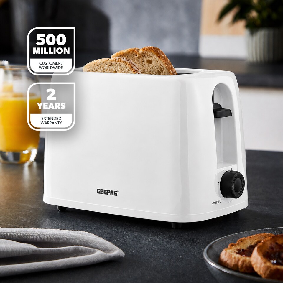 image 1 of GEEPAS 2 Slice Toaster 650W - White