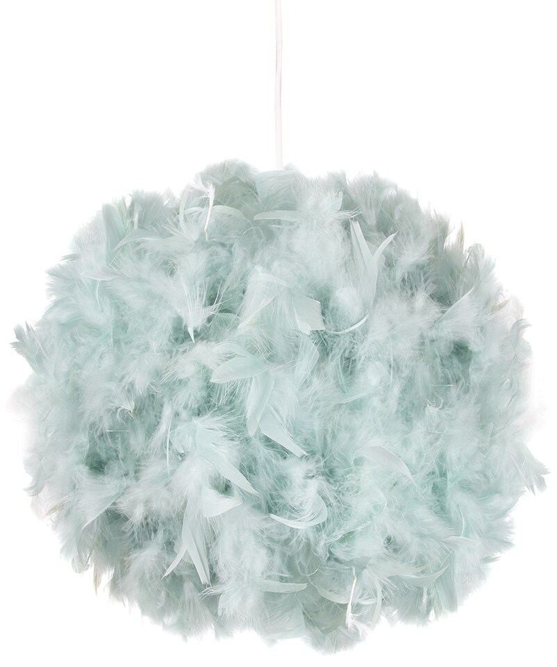 image 1 of Eye-Catching and Modern Small Duck Egg Feather Decorated Pendant Lighting Shade | Blue