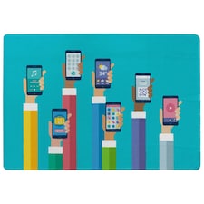 Hands holding smart phones (Rug) Blue | Large: 140x200cm