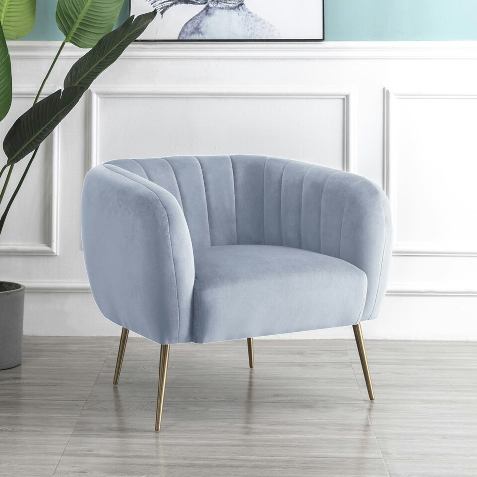 image 1 of Matilda Velvet Fabric Accent Chair - Light Blue