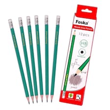 Pack of 12 7'' Flexible Sharpened Plastic Wood- Free HB Pencils with Eraser