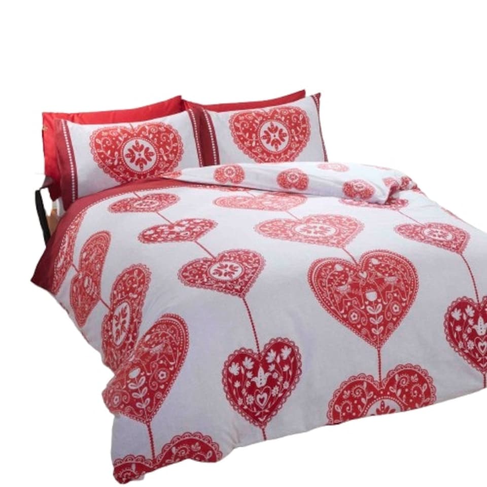 image 1 of Scandi Heart BC Duvet Cover Set with Pillowcase Grey | Double