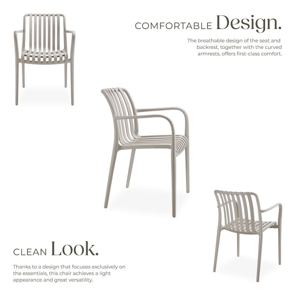 image 1 of Garden Chairs Alcudia - weather-resistant, durable and long-lasting plastic | Grey | taupe | One Size | 2