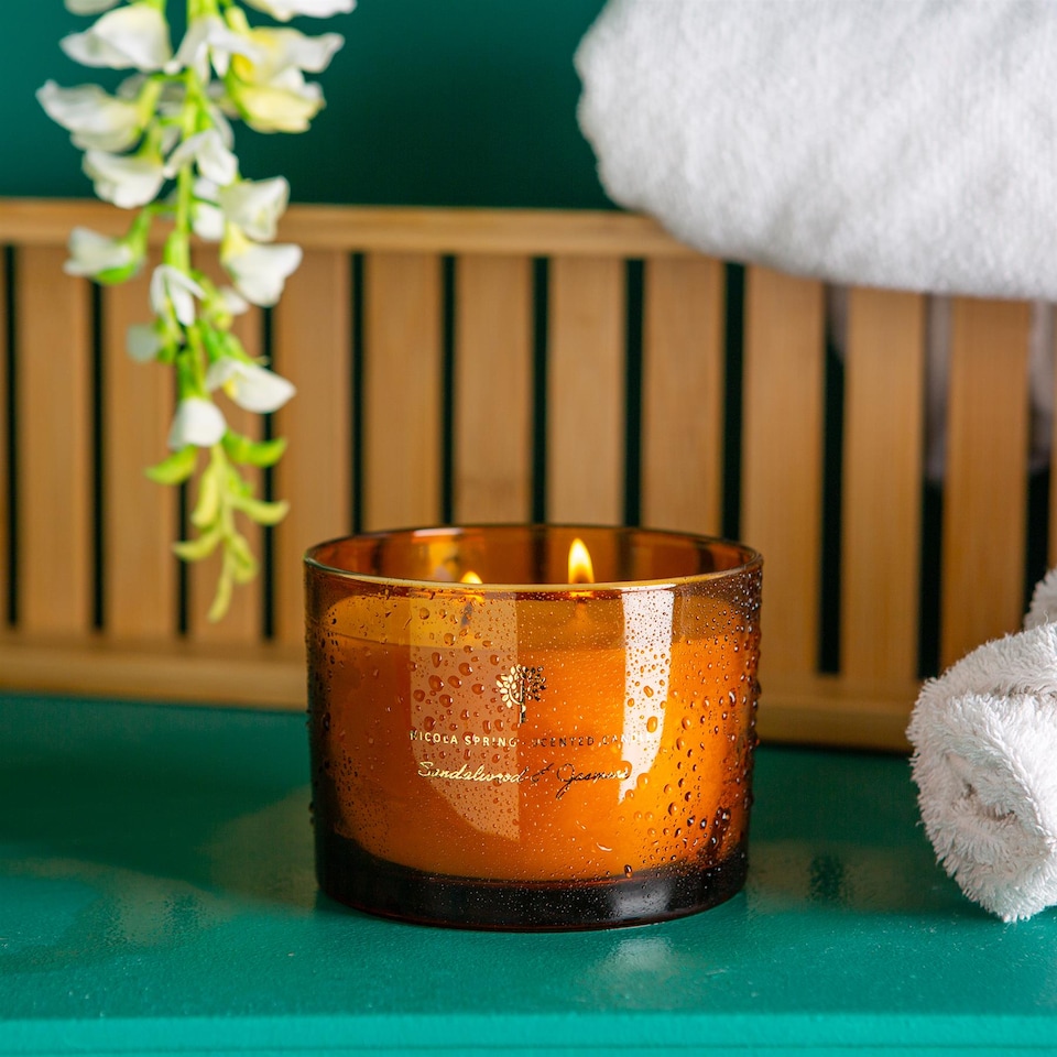 image 1 of Nicola Spring Soy Wax Scented Candle - 350g - Sandalwood & Jasmine | Orange | Orange