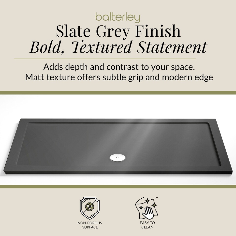 image 1 of Balterley Premium Rectangular Shower Tray | Grey | Grey Slate | 1