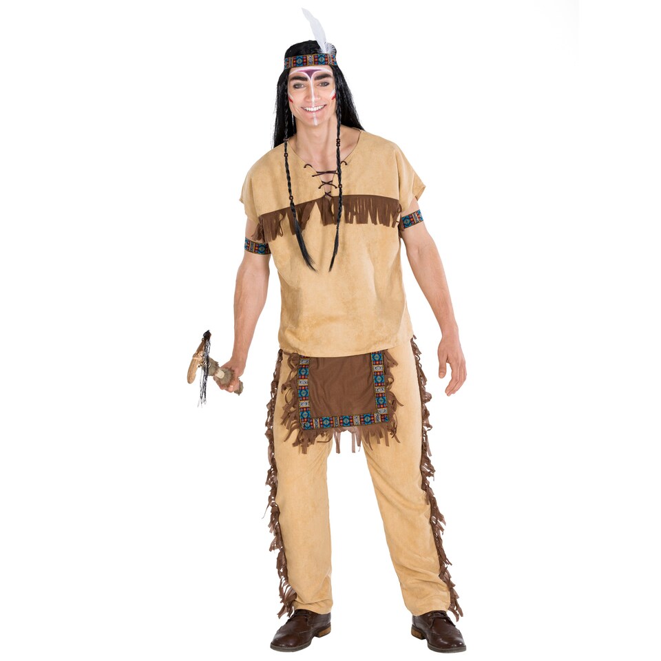 image 1 of Mens Black Hawk Native American Costume | Brown | brown | M | 1