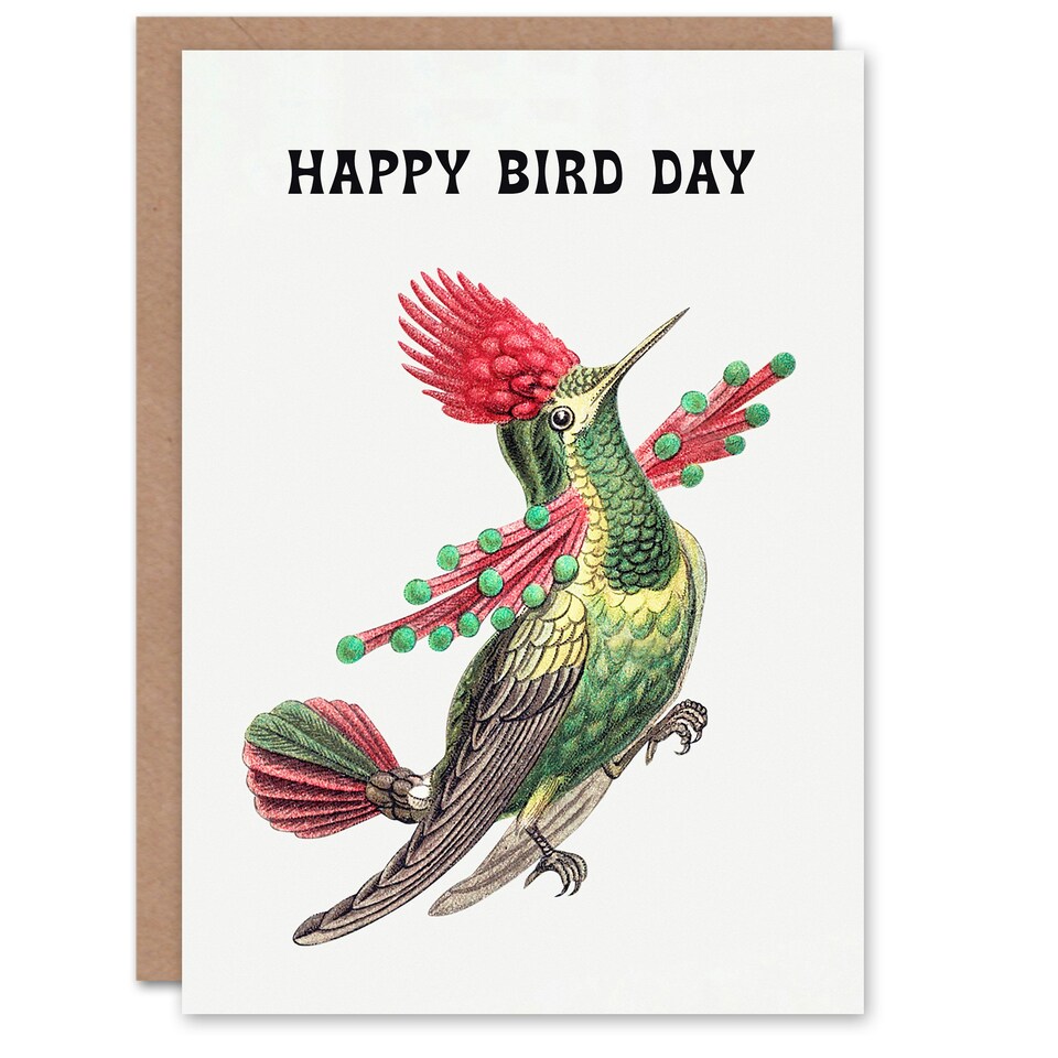 image 1 of Ernst Haeckel Birthday Card Hummingbird Vintage Illustration Bird Pun