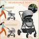 image 3 of HOMCOM 2 in 1 Pushchair Stroller w/ Reversible Seat Single Hand Foldable Grey