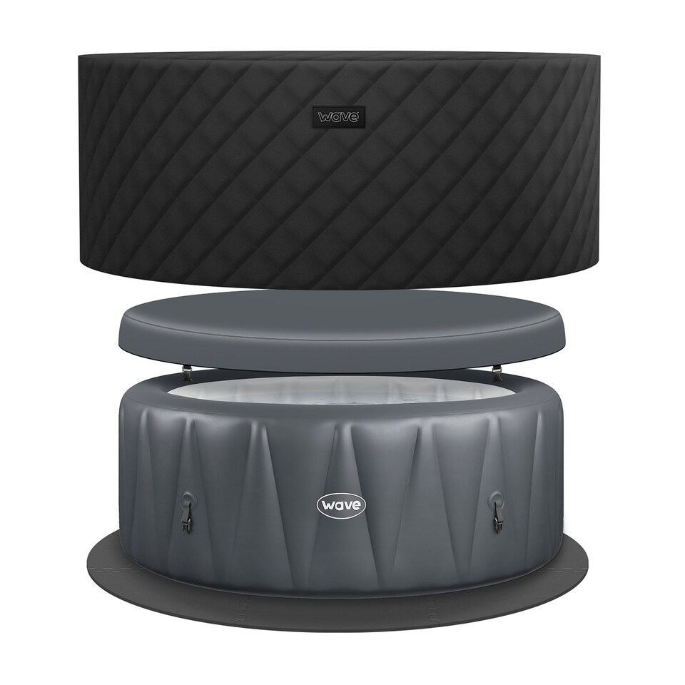 image 1 of Wave Atlantic 4 Person Inflatable Hot Tub, EnergySave Bundle, Dark Grey