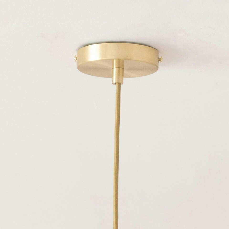 image 1 of ValueLights Frenchie Pink Glass Globe Brushed Gold Capped Ceiling Pendant Light Gold