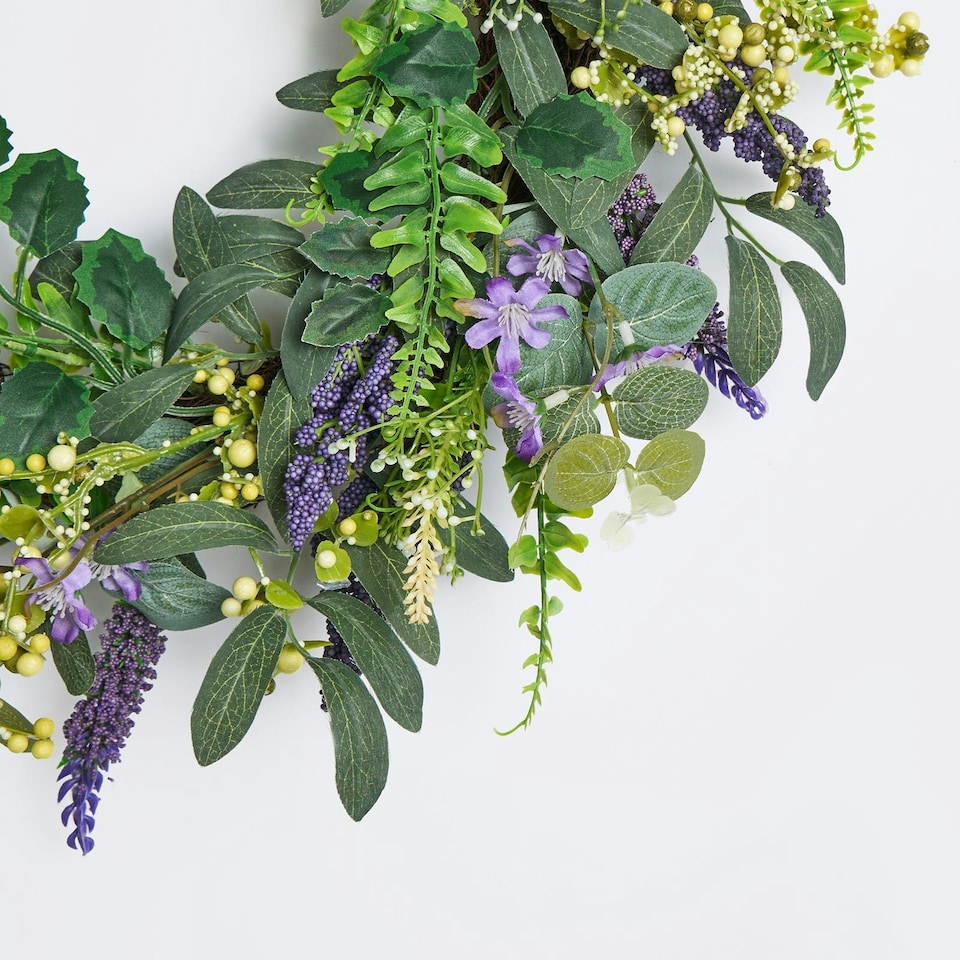 image 1 of OHS Natural Home Wall Table Decor Artificial Lavender Wreath, 50cm - Lavender