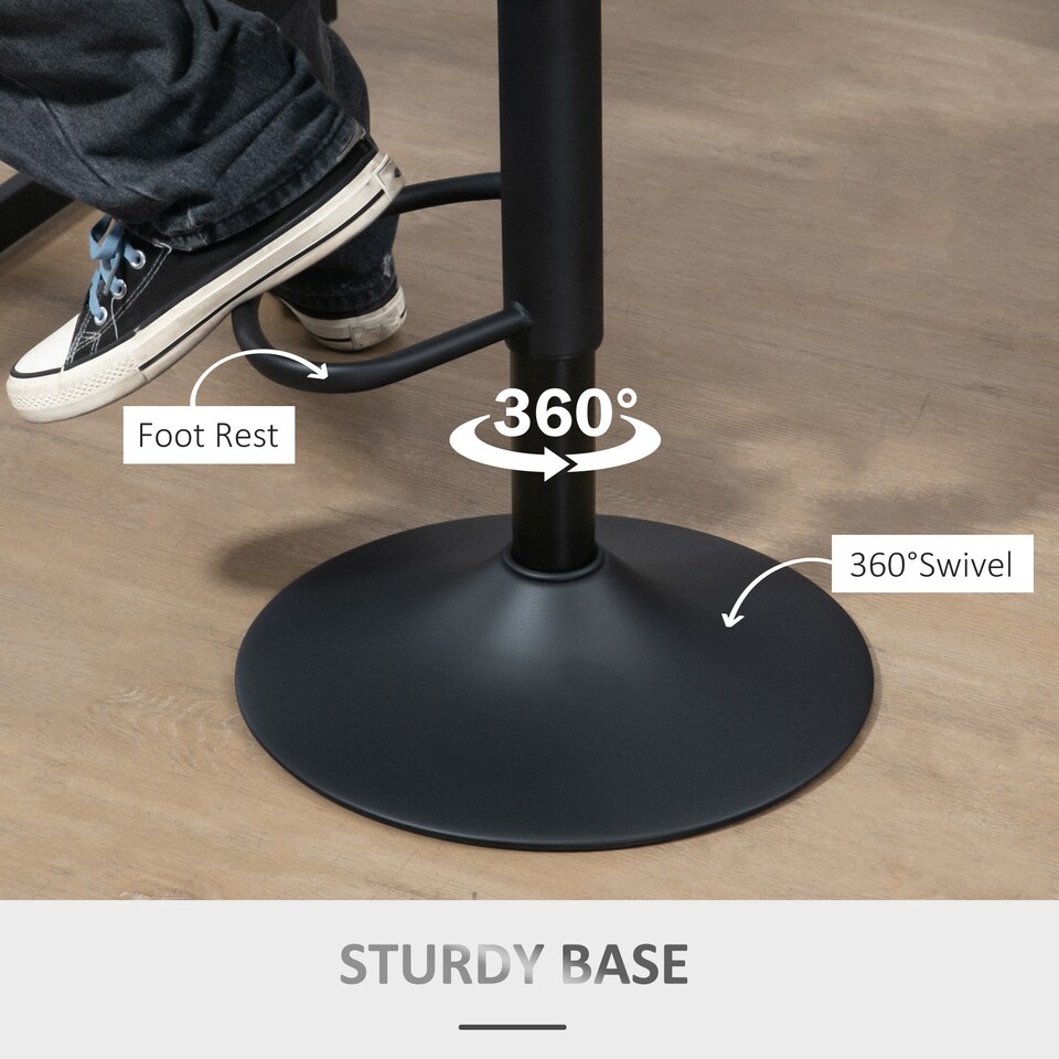 image 1 of HOMCOM Barstools Set of 2, Dining Stools with Backrest and Footrest