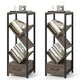 image 1 of COSTWAY 2 Pcs Tree Bookshelf 4 Tier Storage Bookcase with Drawer Grey
