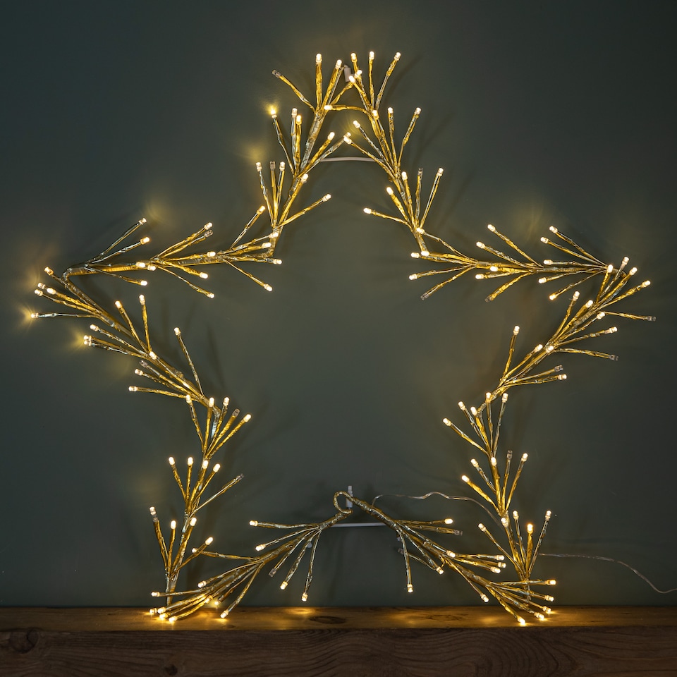 image 1 of 60cm Gold Christmas Star 150 Warm White LED Indoor/Outdoor Christmas Decorations