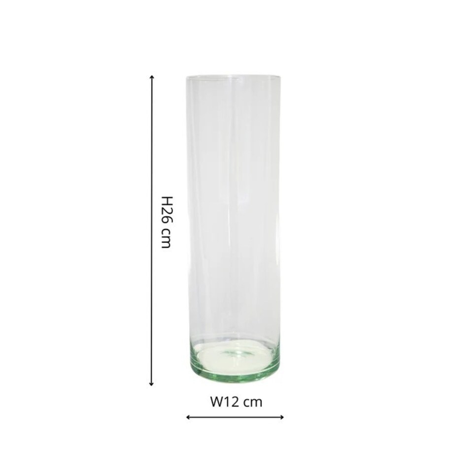 image 1 of Cylinder Lantern with Sand - Glass - L12 x W12 x H26 cm - Clear