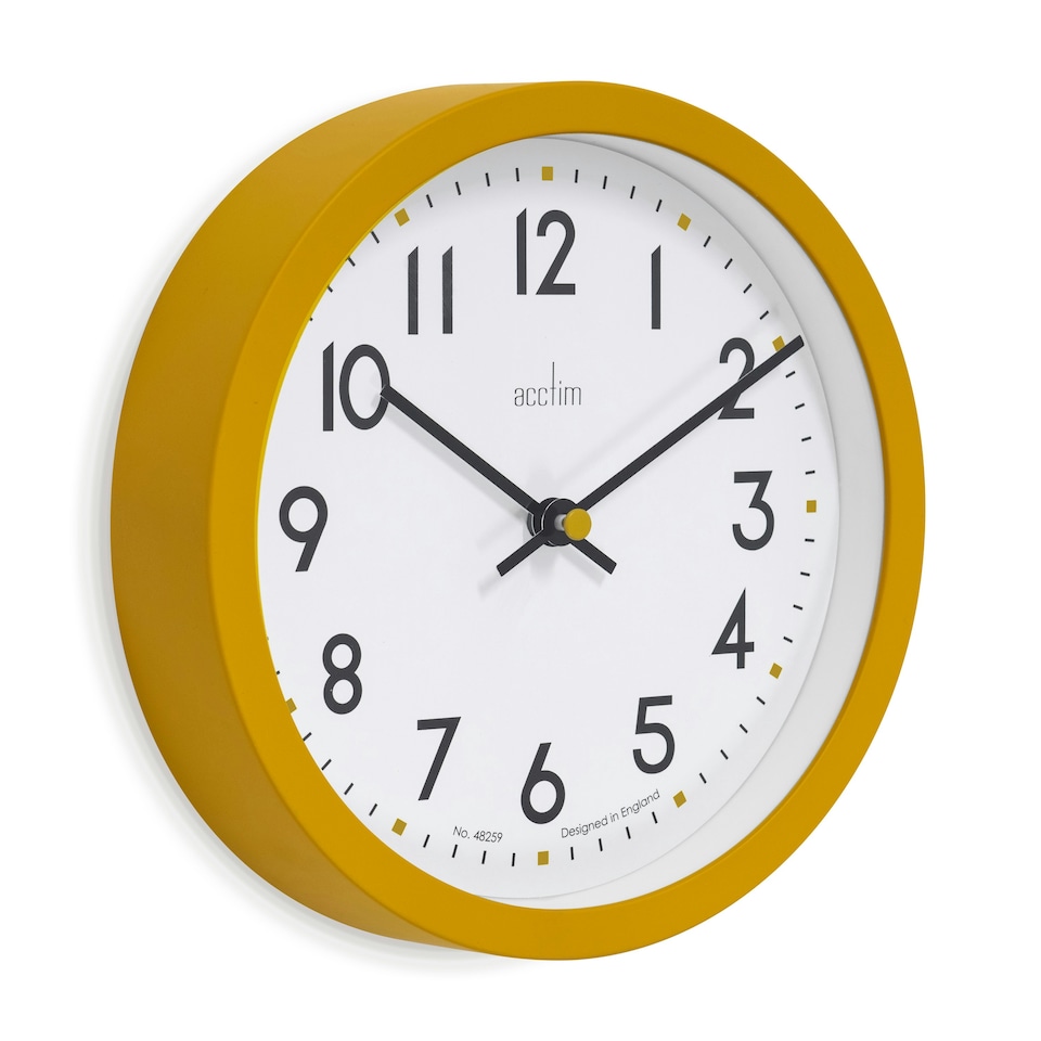 image 1 of Acctim Elstow Small Kitchen Wall Clock Quartz Retro Style 20cm Yellow | Mustard