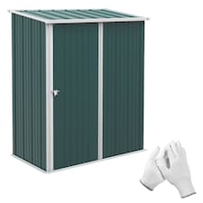Outsunny 5ft x 3ft Lean to Garden Shed, Metal Outdoor Storage Shed with Single Lockable Door, Tool Storage Shed for Garden, Patio, Green