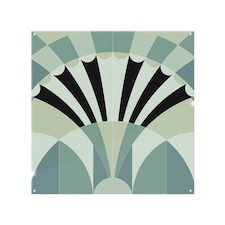 Green Geo Arches Splash Back | White