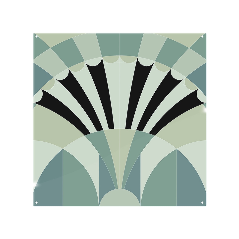 image 1 of Green Geo Arches Splash Back | White