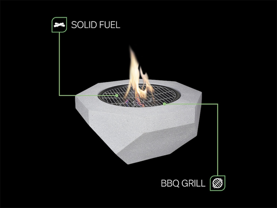 image 1 of Field & Flame Rhoda Wood Burning BBQ Fire Pit in Concrete Grey