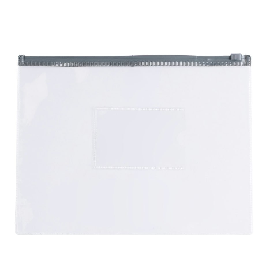 image 1 of Pack of 12 A5 Clear Zippy Bags with Grey Zip