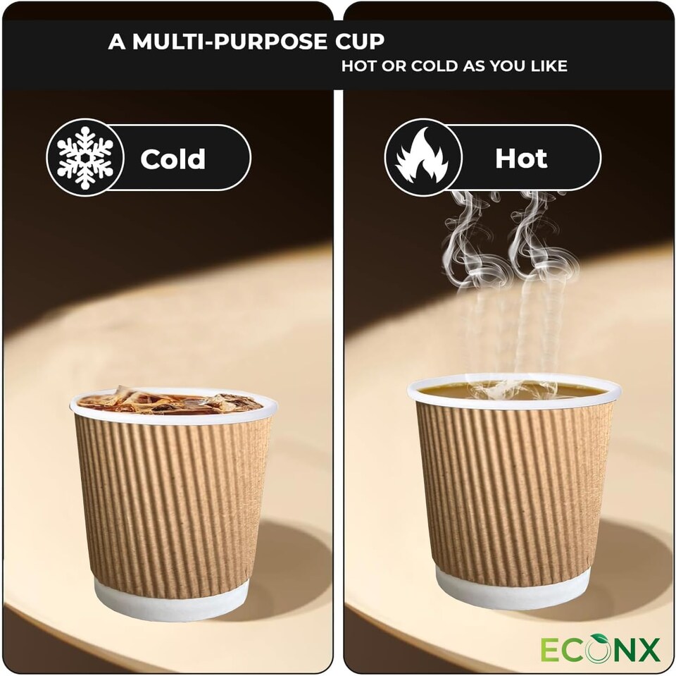 image 1 of ECONX 4oz Disposable Coffee Cups 3-PLY Insulated Ripple Wall Takeaway Paper Cups 200pc
