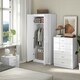 image 8 of HOMCOM High Gloss 3 Trio Wardrobe Set Drawers Bedroom Furniture Chest Bedside | White | One Size | 3