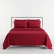 image 1 of Luxury Satin Stripe T250 Cotton Rich Soft Flat Sheet Bed Linen | Red | Super King